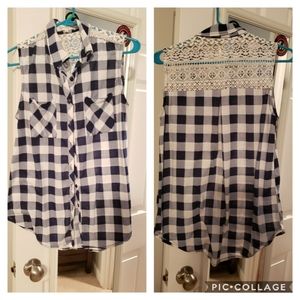 Crochet Plaid Blouse